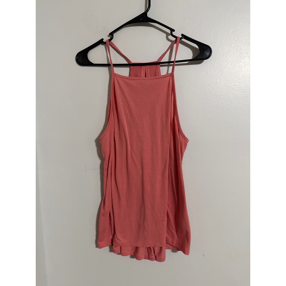 Apana Womens Coral Pink High Neck Racerback Yoga Activewear Tank Top Large